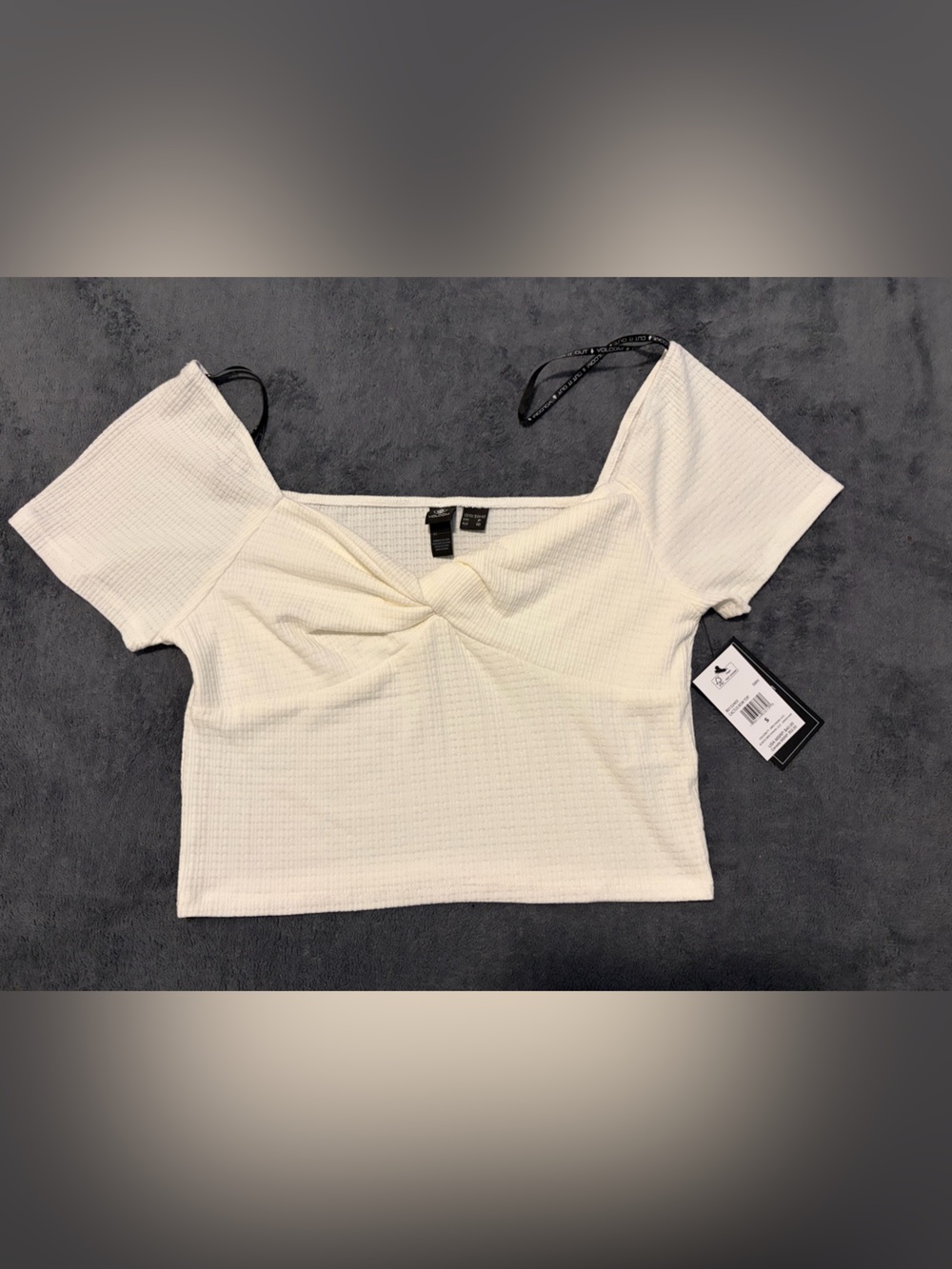 Volcom Cream Twist-Front Crop Top